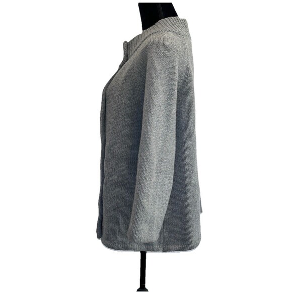 Talbots Wool Cashmere Cardigan Sweater Button Front Gray Size L Preppy - Picture 3 of 15